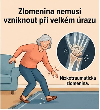 Ilustrace ženy se zlomeninou z malé zátěže